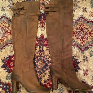 Sam Edelman Knee High Grey/Brown Leather boots Size 8